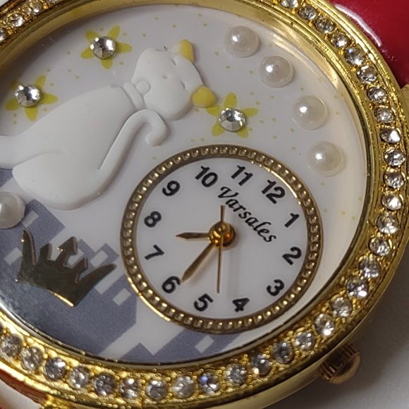 Cat And Crown Analog Watch With Red Band - Picture 4 of 16